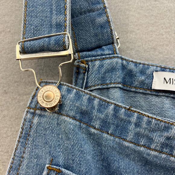 Misslook Bib Overalls Women's Size M Blue Distressed Adjustable Western Normcore - Picture 15 of 16